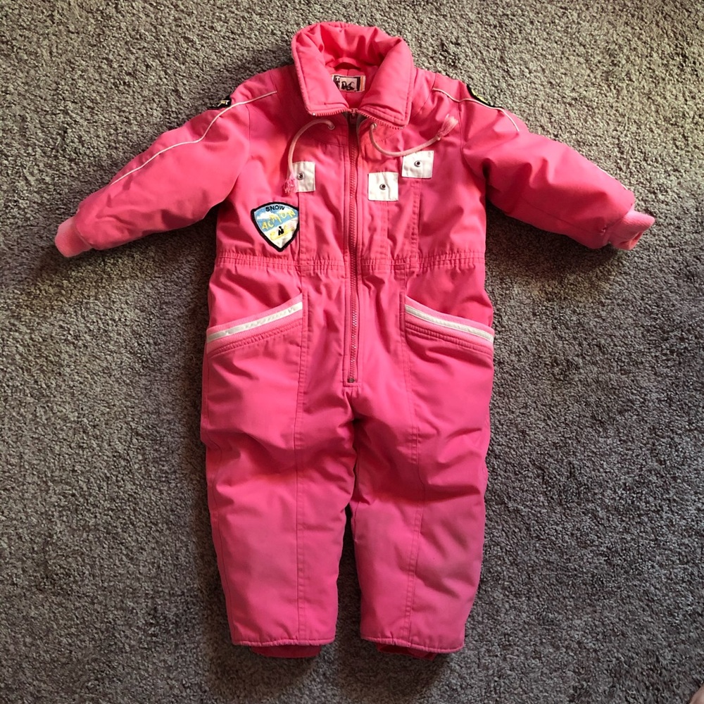 Tootsie roll 90’s pink full coveralls snowsuit vintage